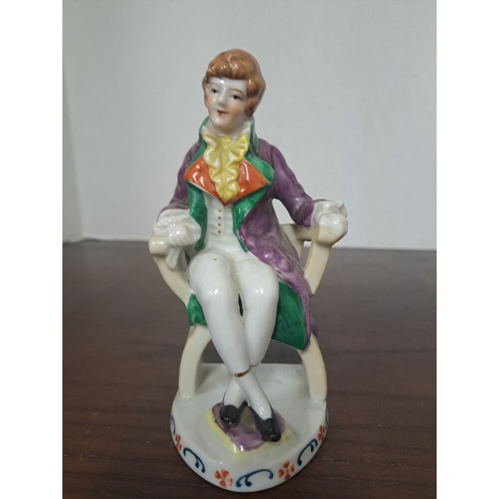 Vintage Gold Castle Chikusa Victorian Man On Chair Porcelain Figurine Made In...